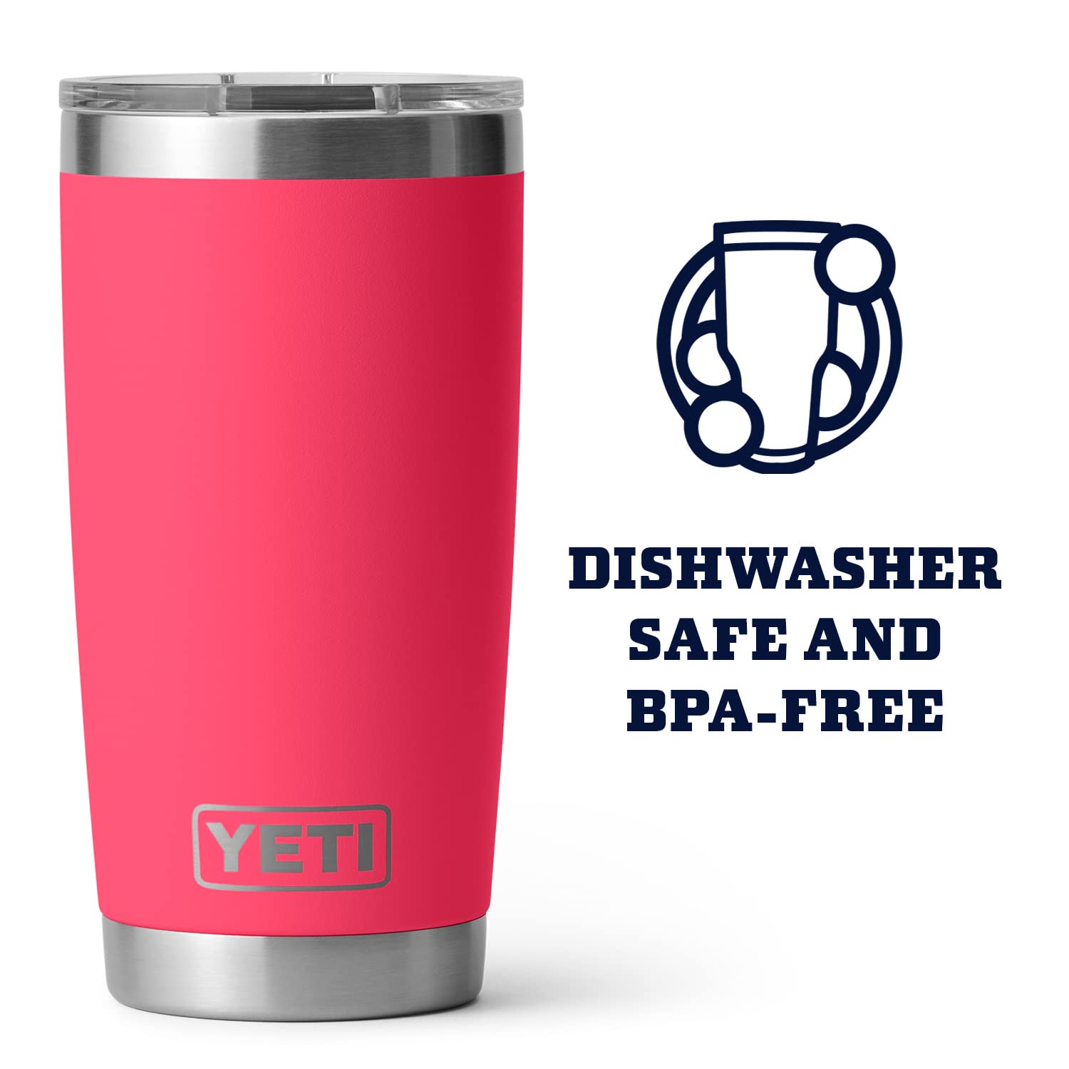 Yeti Rambler 20 Oz Tumbler Retired Color, Stainless Steel, Vacuum Insulated With Magslider Lid, Bimini Pink